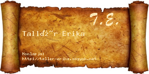 Tallér Erika névjegykártya